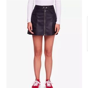 Free People Vegan Leather exposed zipper skirt NWT